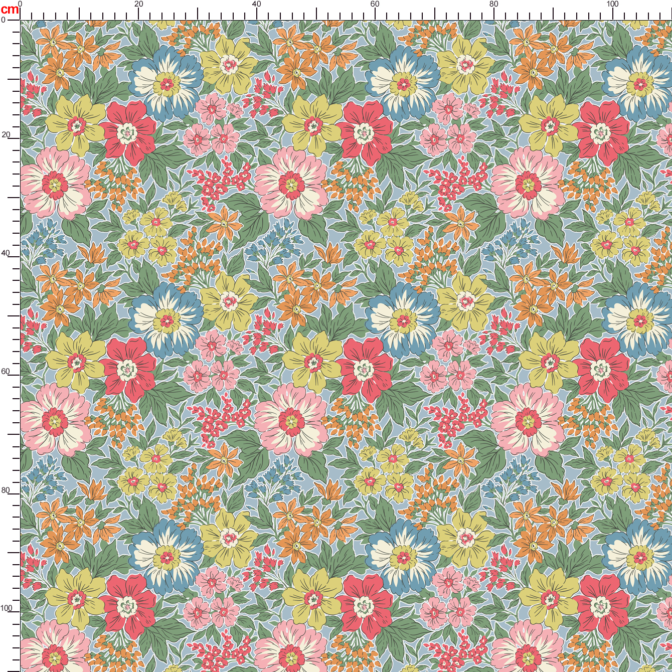 Liberty Style Small Floral Pattern on Blue – Custom Print Fabrics