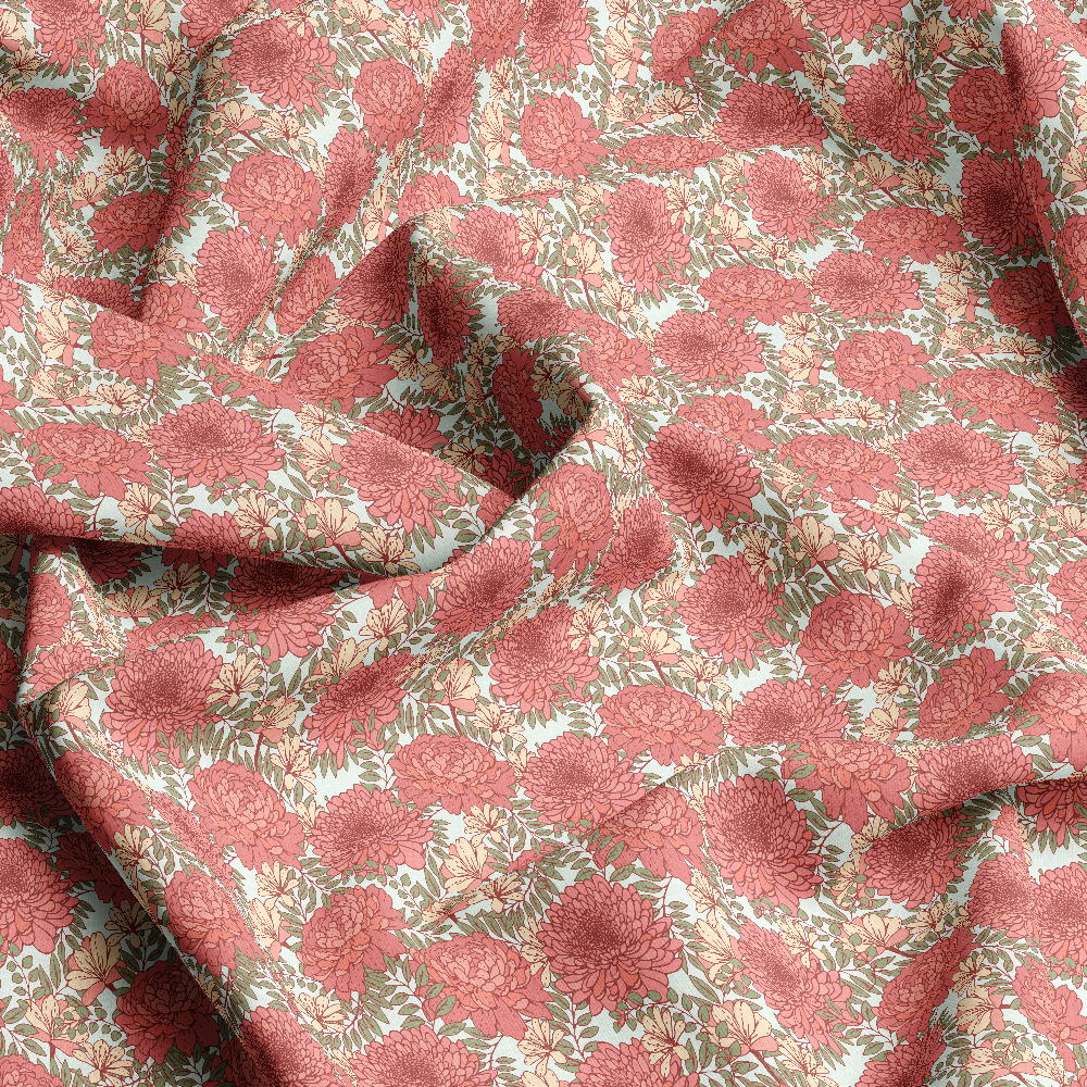 Pastel Wildflower and Herb Meadow Pattern – Custom Print Fabrics