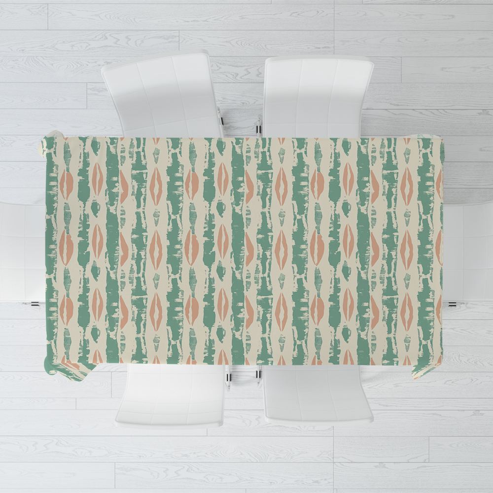 Tablecloth – Refreshing Mint and Peach Floral Abstract for Summer Brunch
