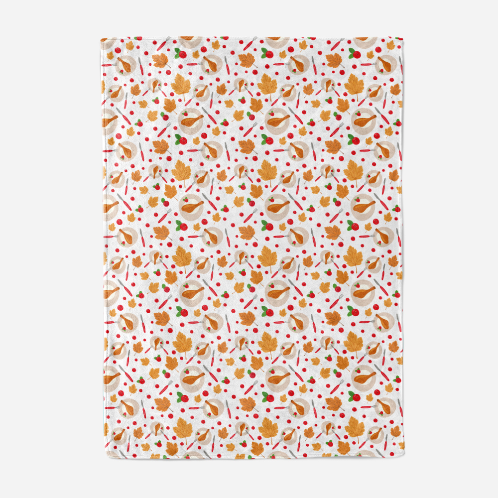 Throw Blanket – Classic Thanksgiving Dinner Icons for Cozy Seasonal Home Decor