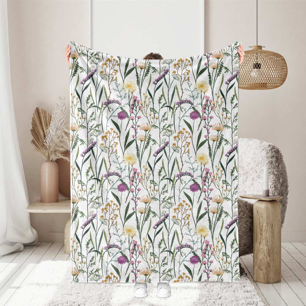 Vintage Hand-Drawn Wildflower Sketch Pattern – Custom Print Fabrics