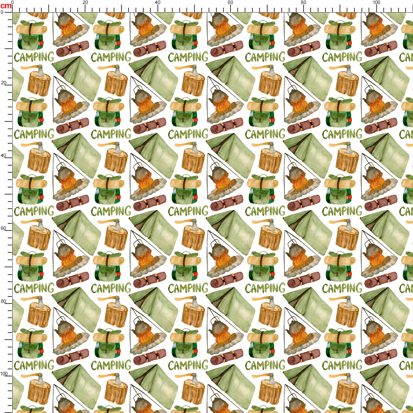 Watercolor Traveler’s Elements Pattern on White – Custom Print Fabrics