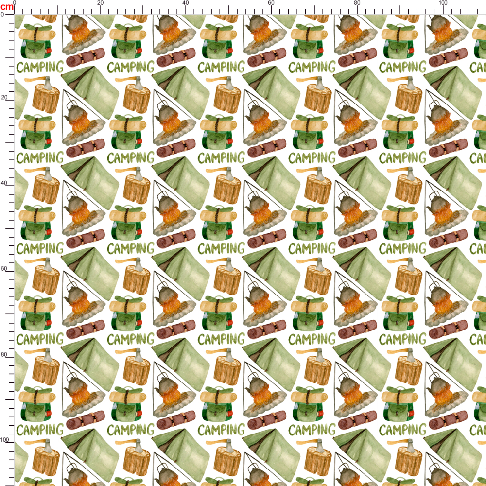 Watercolor Traveler’s Elements Pattern on White – Custom Print Fabrics