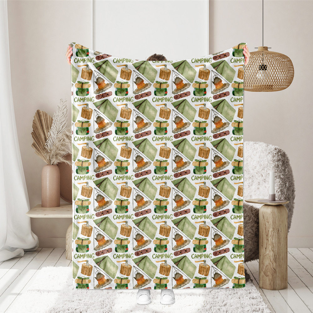 Watercolor Traveler’s Elements Pattern on White – Custom Print Fabrics