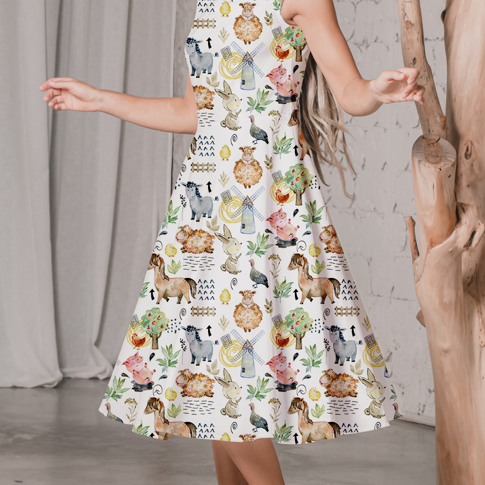 Cute Watercolor Farm Animal Pattern – Custom Print Fabrics