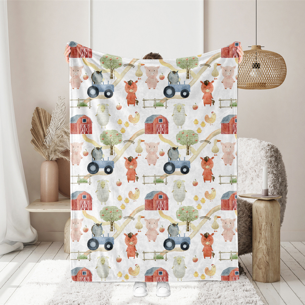 Hand-Painted Watercolor Farm Animal Pattern – Custom Fabrics