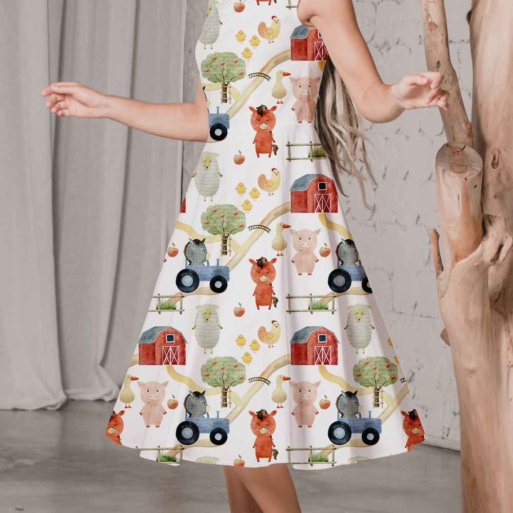 Hand-Painted Watercolor Farm Animal Pattern – Custom Fabrics