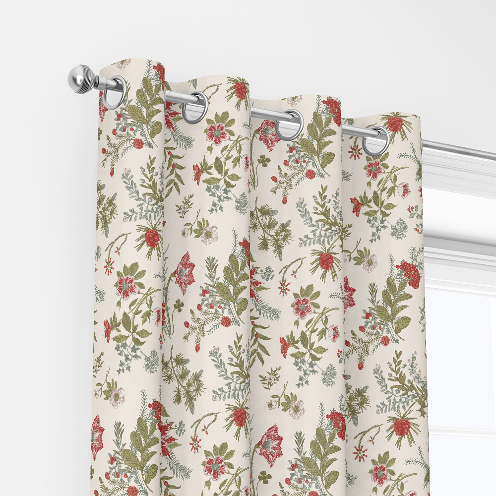 Curtain – Christmas Winter Floral Holiday Print
