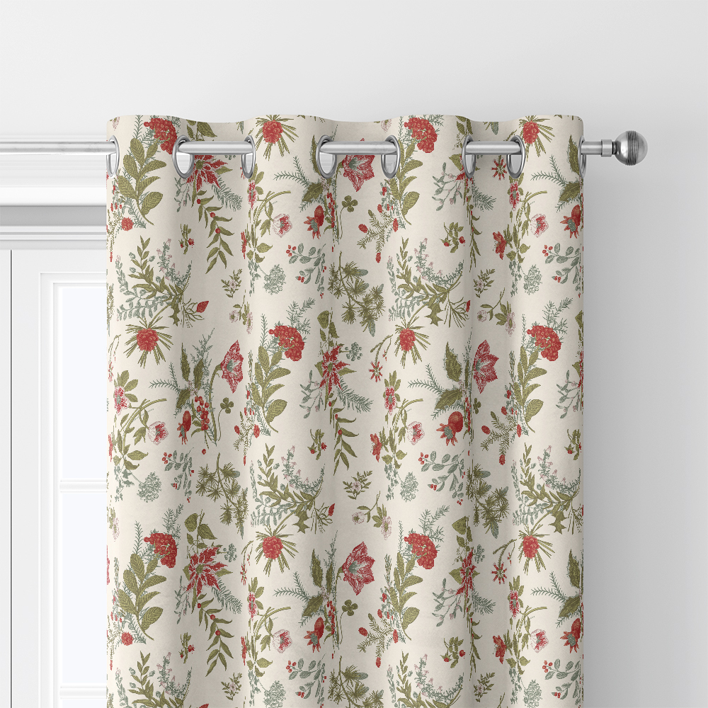 Curtain – Christmas Winter Floral Holiday Print