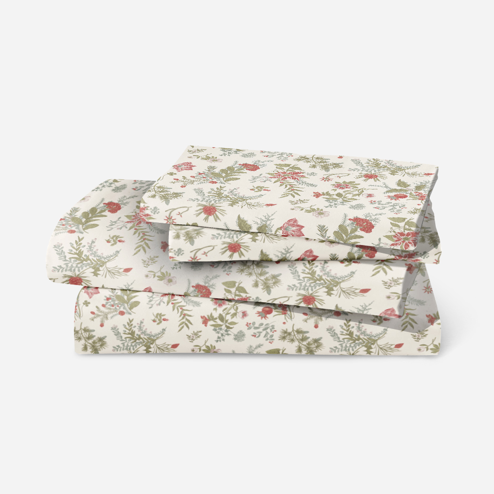 Bedding Set – Christmas Winter Floral Holiday Print