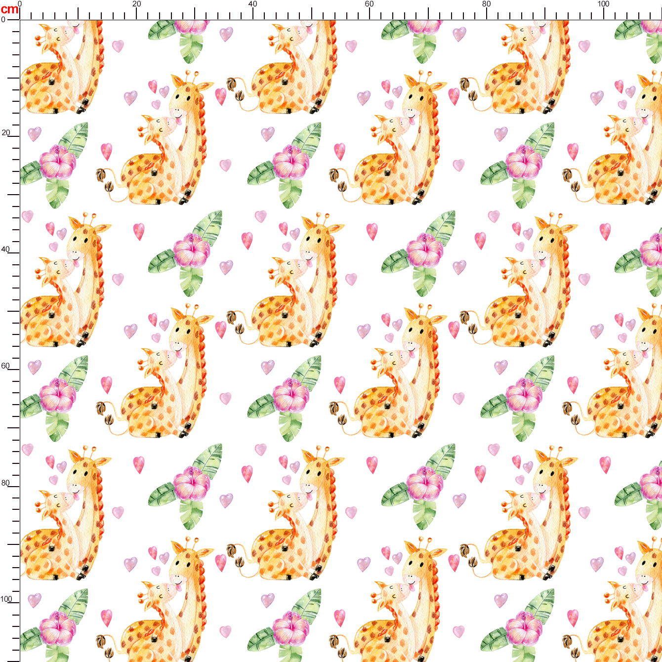 Watercolor Giraffe Mother & Baby Fabric – Custom Print Textiles