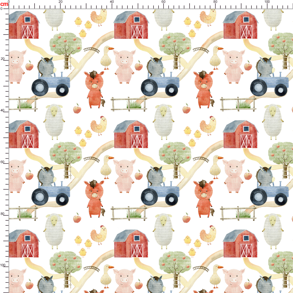 Hand-Painted Watercolor Farm Animal Pattern – Custom Fabrics