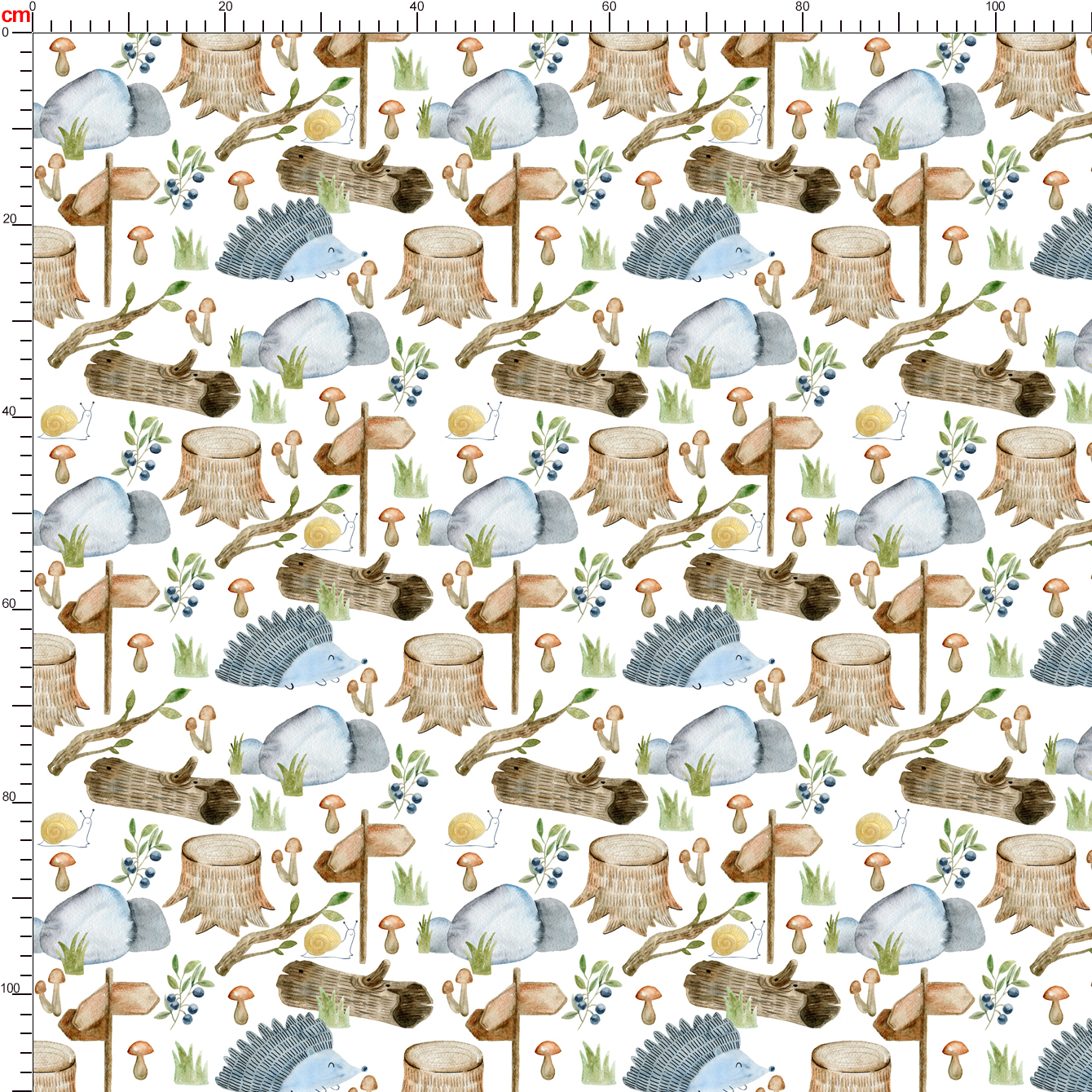 Watercolor Forest Hedgehog & Wildlife Pattern – Custom Fabrics