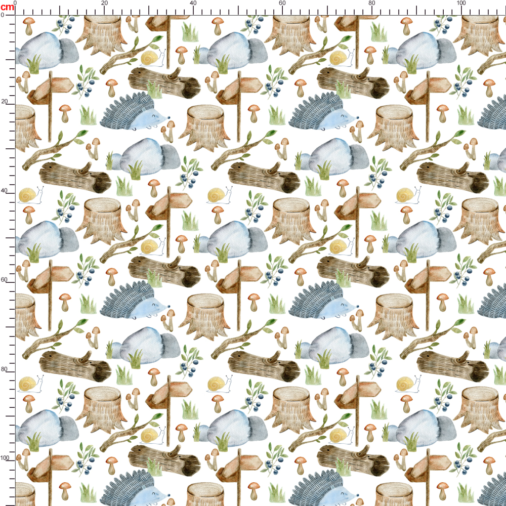 Watercolor Forest Hedgehog & Wildlife Pattern – Custom Fabrics