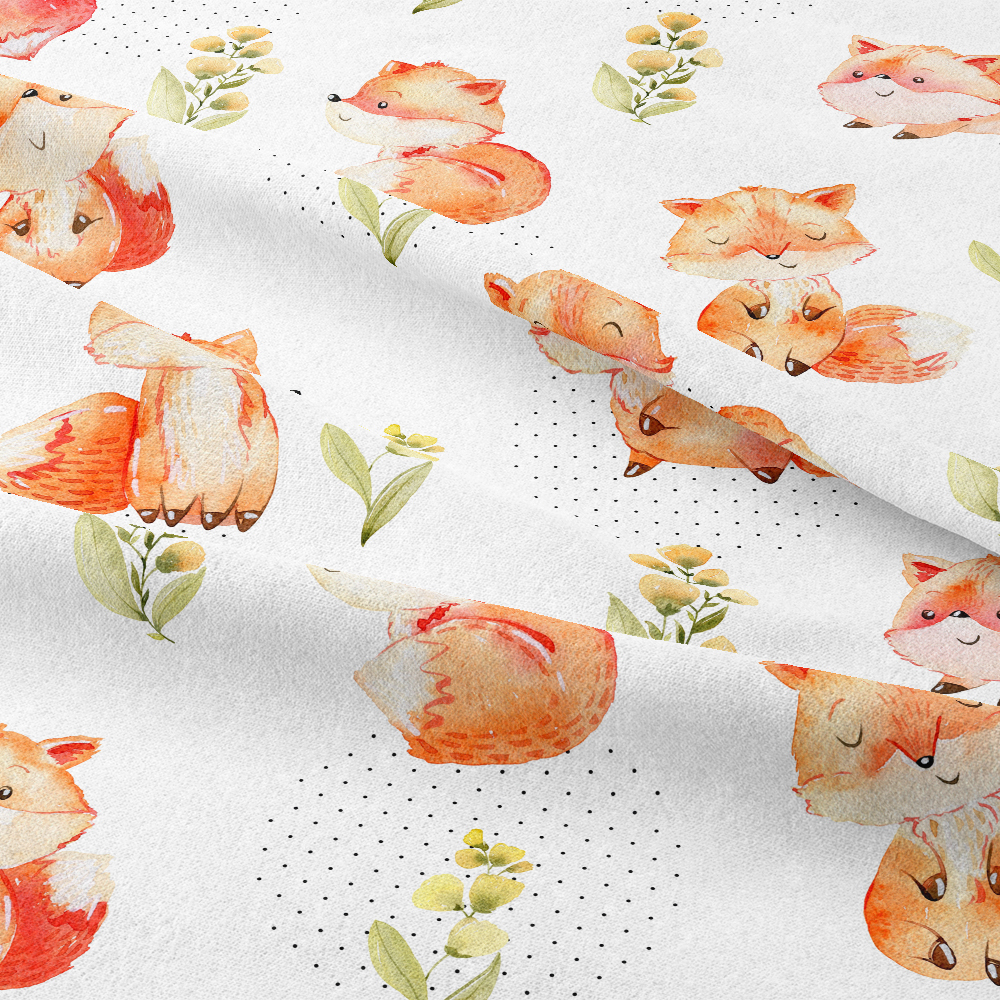 Watercolor Fox and Autumn Leaf Pattern – Custom Print Fabrics