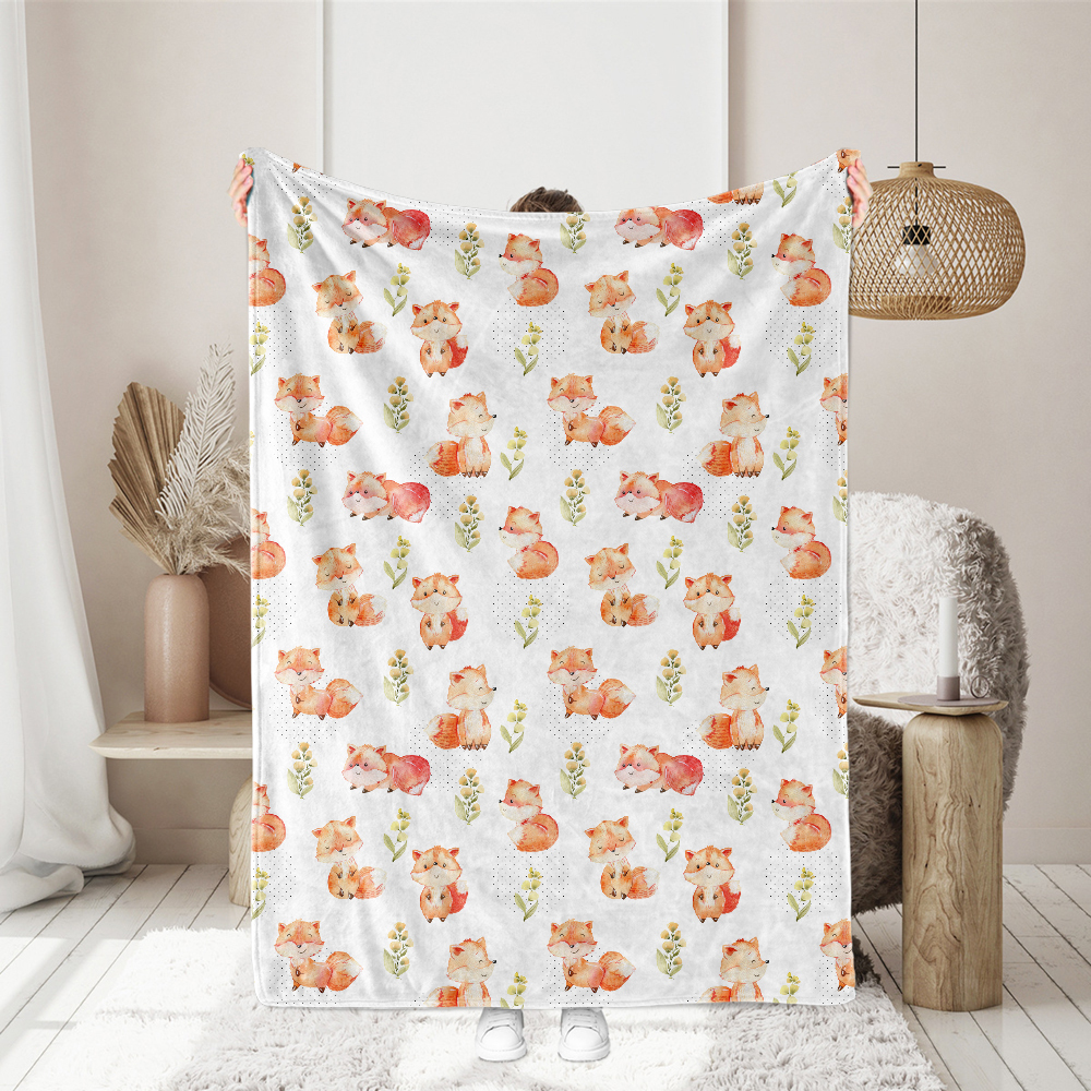 Watercolor Fox and Autumn Leaf Pattern – Custom Print Fabrics