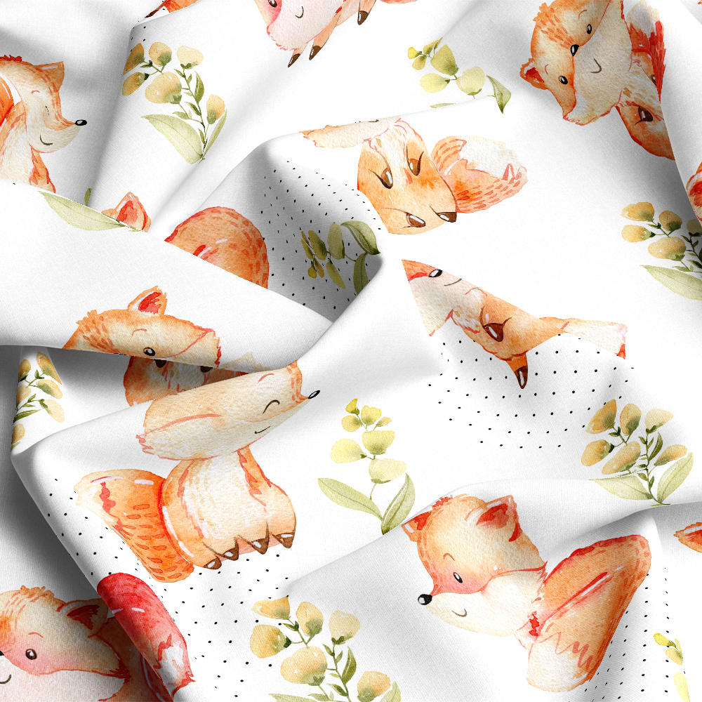Watercolor Fox and Autumn Leaf Pattern – Custom Print Fabrics