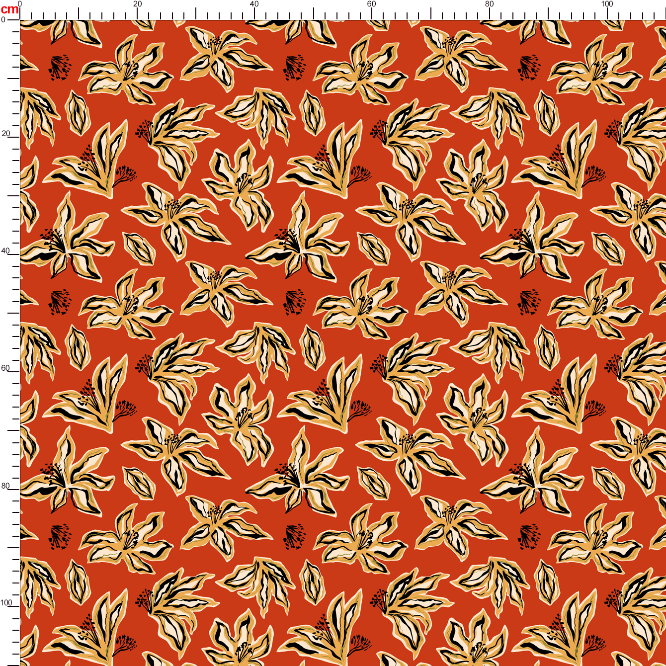 Hand-Drawn Abstract Tropical Lily Pattern – Custom Fabrics