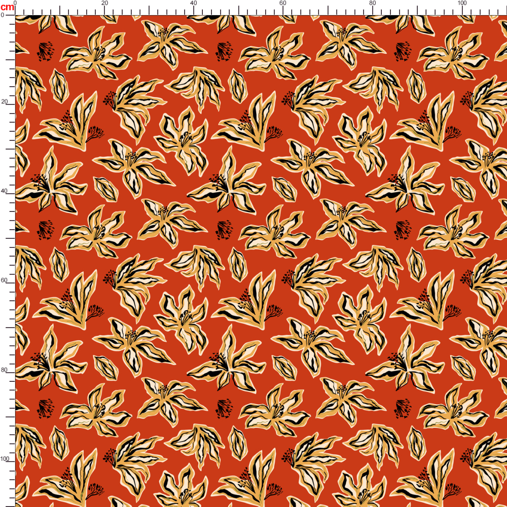 Hand-Drawn Abstract Tropical Lily Pattern – Custom Fabrics