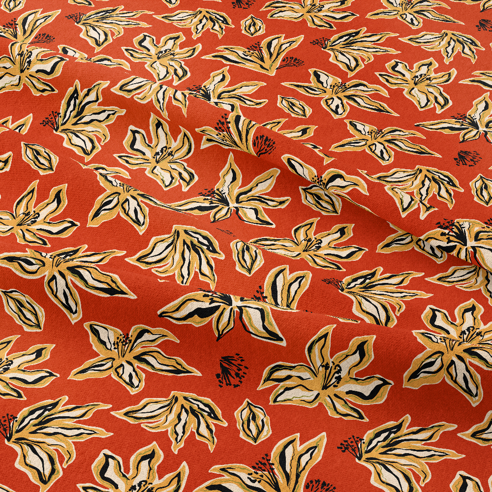 Hand-Drawn Abstract Tropical Lily Pattern – Custom Fabrics