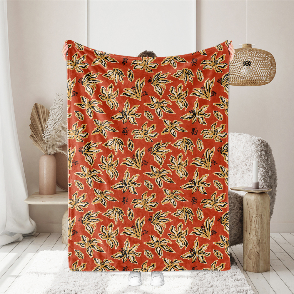 Hand-Drawn Abstract Tropical Lily Pattern – Custom Fabrics