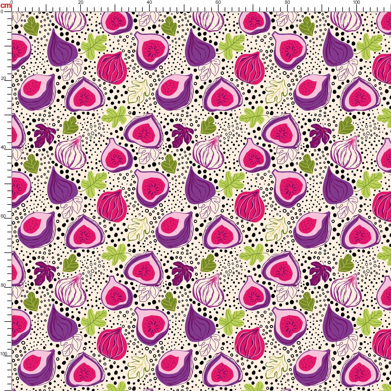Hand-Drawn Fig Fruit & Abstract Spotted Pattern – Custom Fabrics