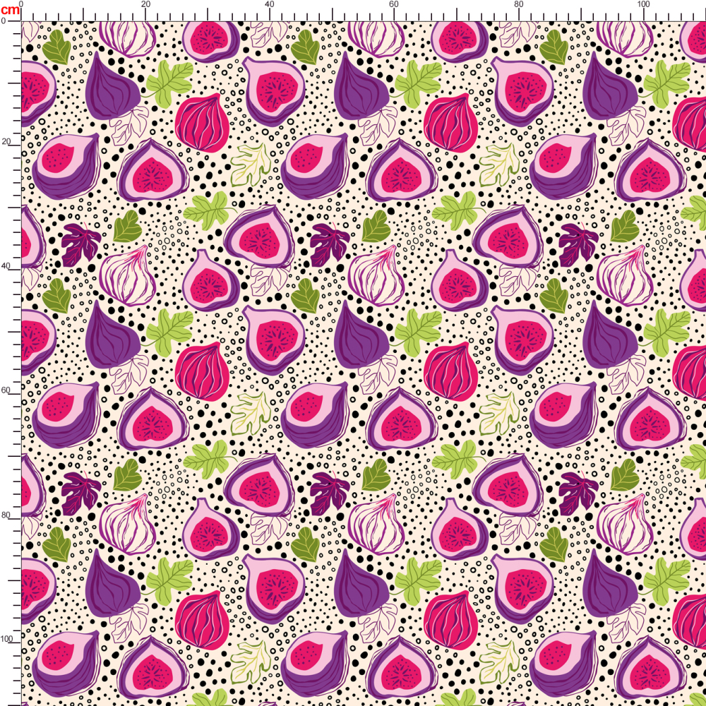 Hand-Drawn Fig Fruit & Abstract Spotted Pattern – Custom Fabrics