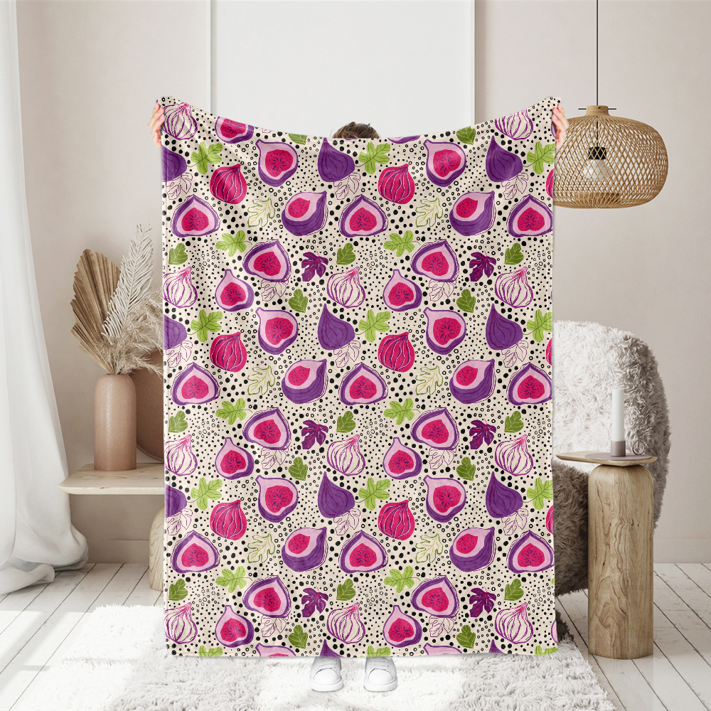 Hand-Drawn Fig Fruit & Abstract Spotted Pattern – Custom Fabrics