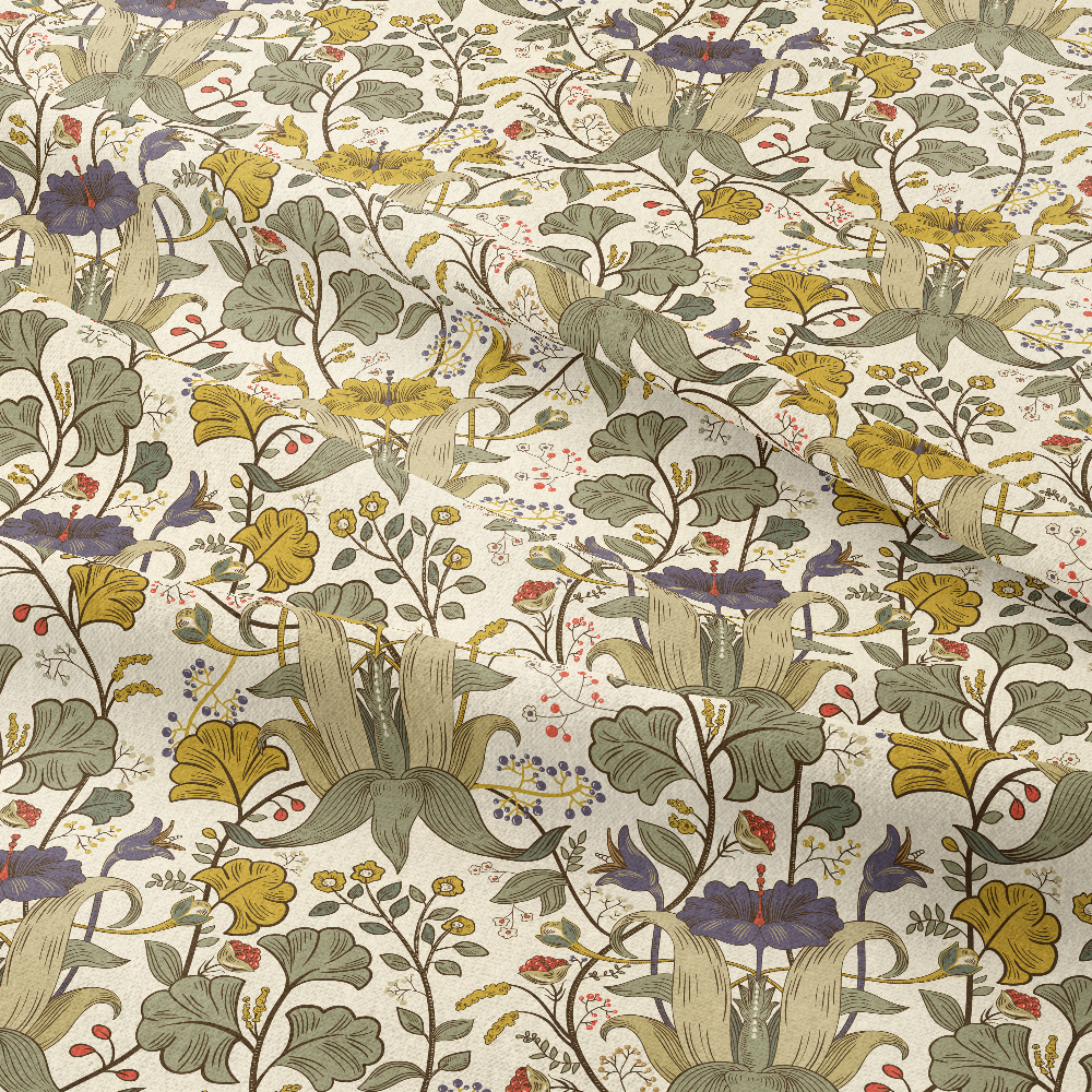 Retro Vertical Floral Damask Pattern – Custom Print Fabrics