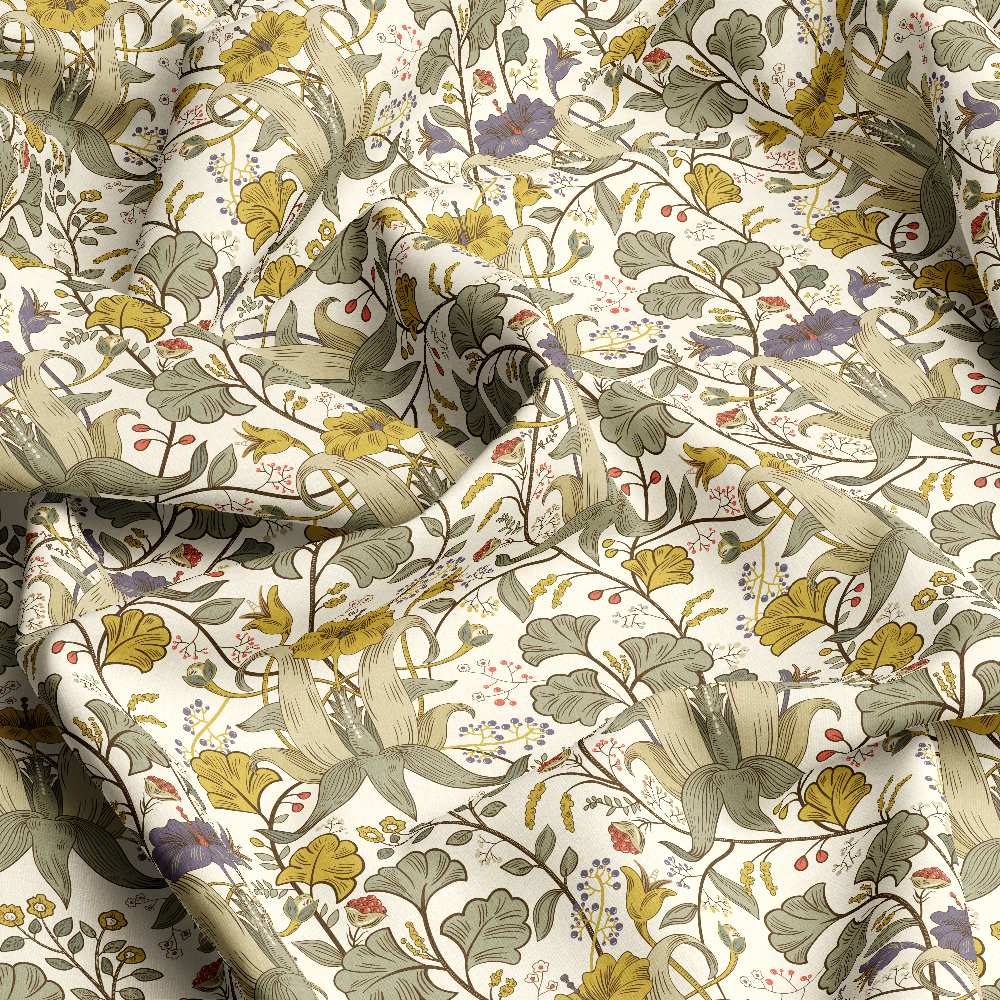 Retro Vertical Floral Damask Pattern – Custom Print Fabrics