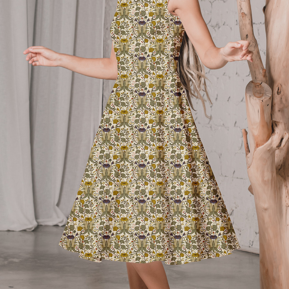 Retro Vertical Floral Damask Pattern – Custom Print Fabrics