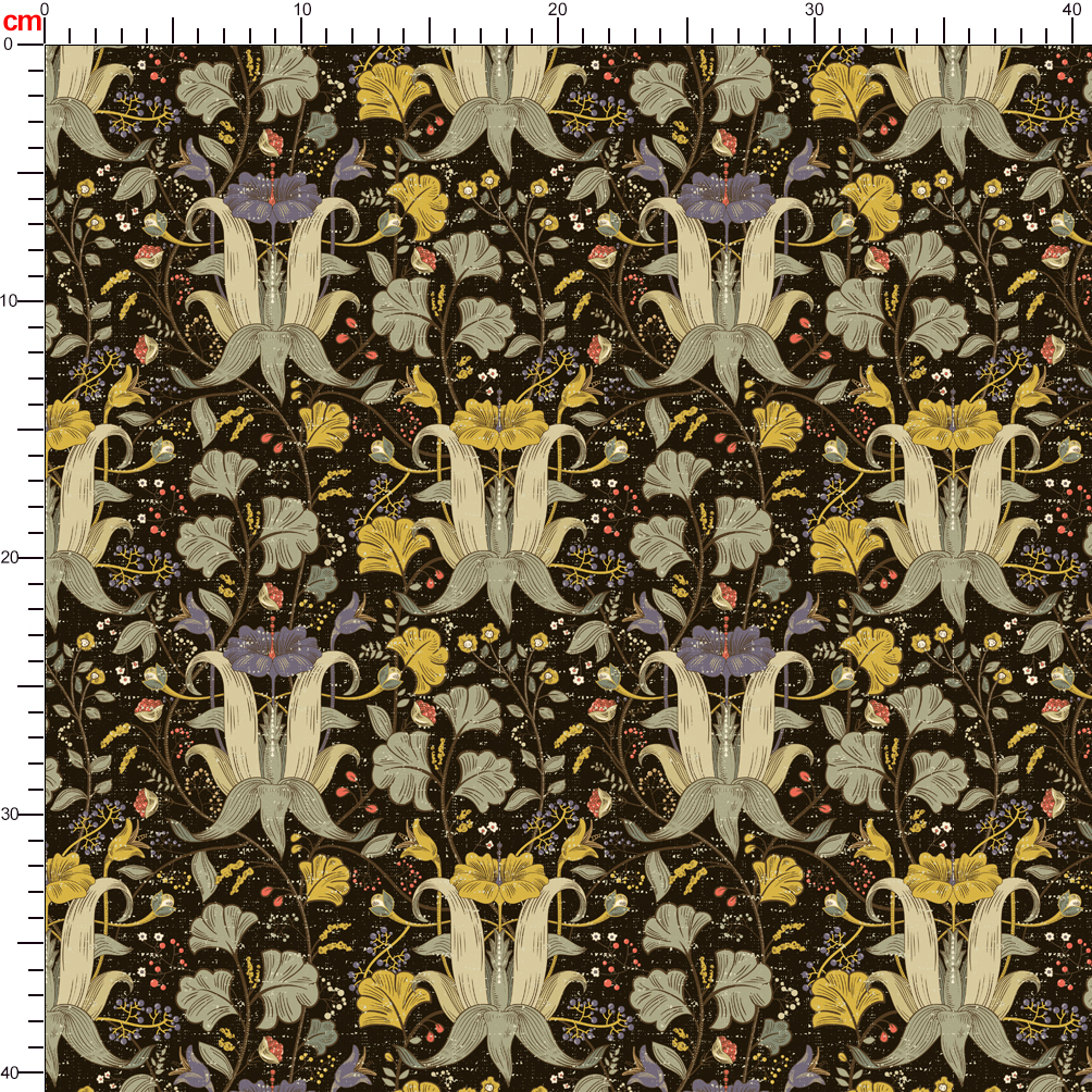 Victorian Floral Bouquet on Black – Custom Vintage Fabrics