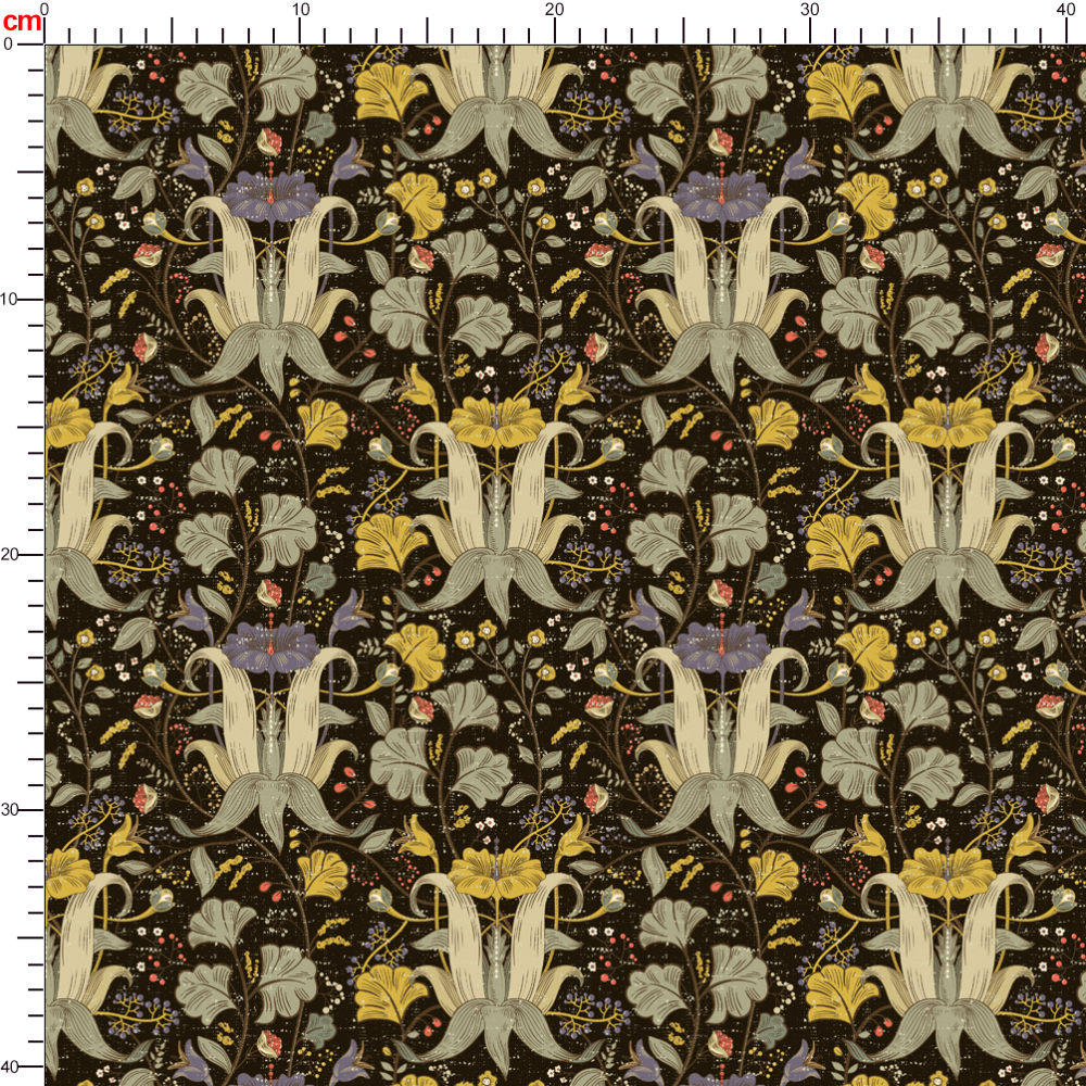 Victorian Floral Bouquet on Black – Custom Vintage Fabrics