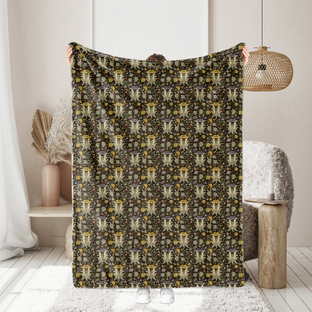 Victorian Floral Bouquet on Black – Custom Vintage Fabrics