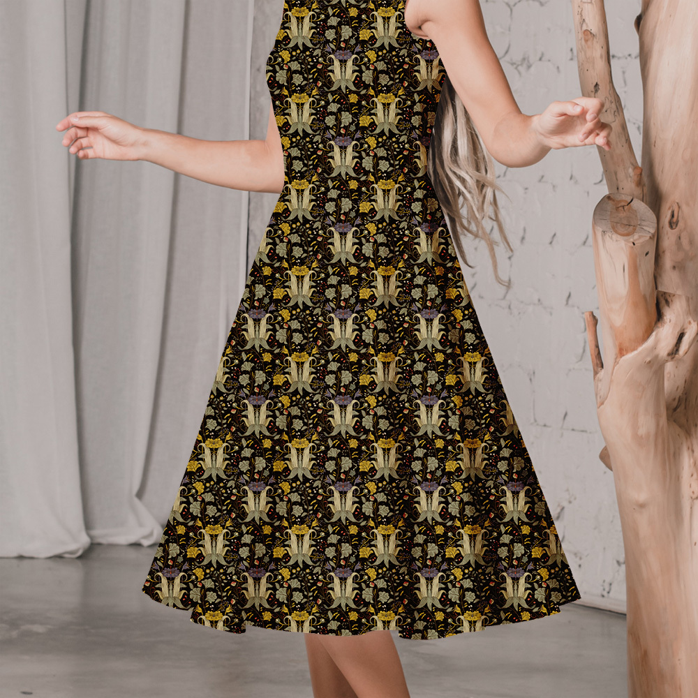 Victorian Floral Bouquet on Black – Custom Vintage Fabrics