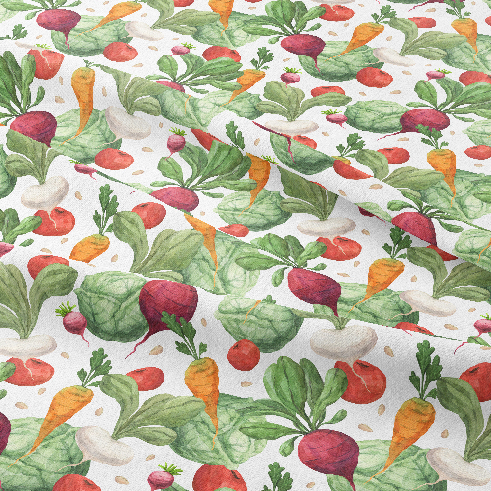 Watercolor Garden Vegetable Pattern – Custom Print Fabrics