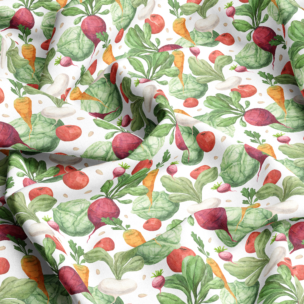 Watercolor Garden Vegetable Pattern – Custom Print Fabrics