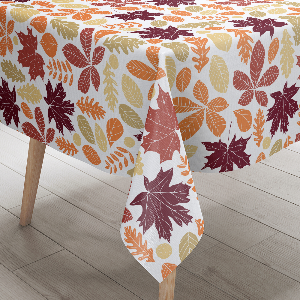 Tablecloth – Vibrant Autumn Leaf Pattern in Warm Gold and Rust Tones