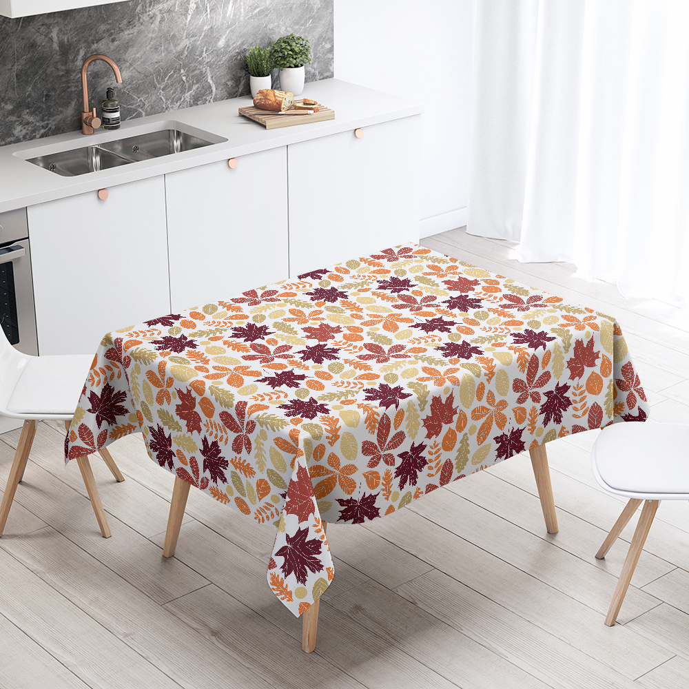 Tablecloth – Vibrant Autumn Leaf Pattern in Warm Gold and Rust Tones