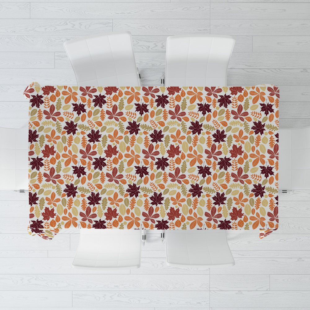Tablecloth – Vibrant Autumn Leaf Pattern in Warm Gold and Rust Tones