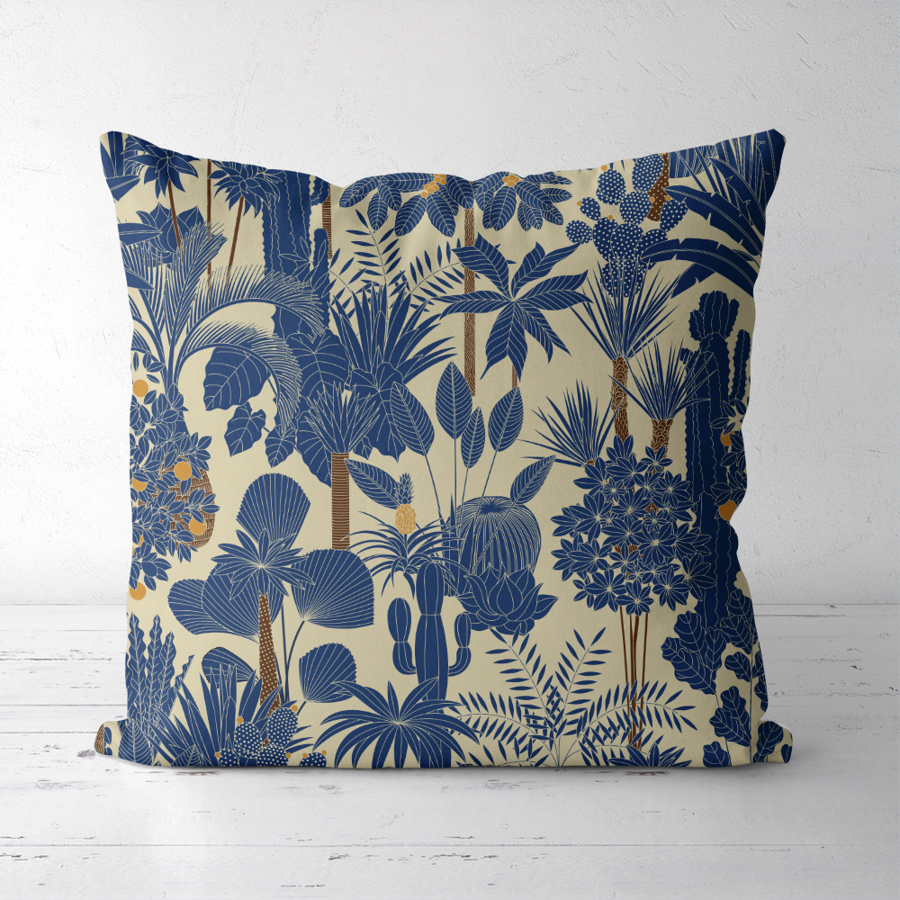 Throw Pillow – Retro Oasis Tropical Trees and Palms