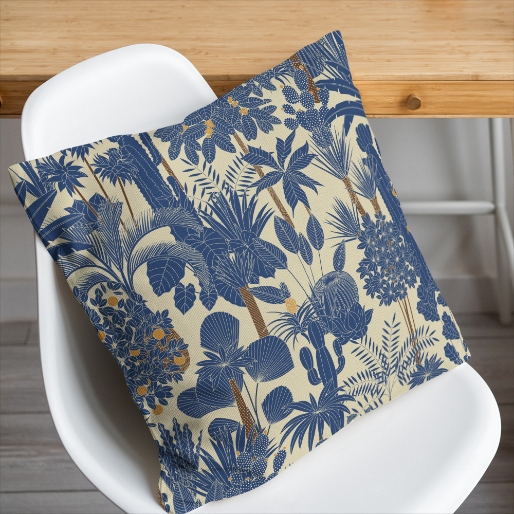 Throw Pillow – Retro Oasis Tropical Trees and Palms