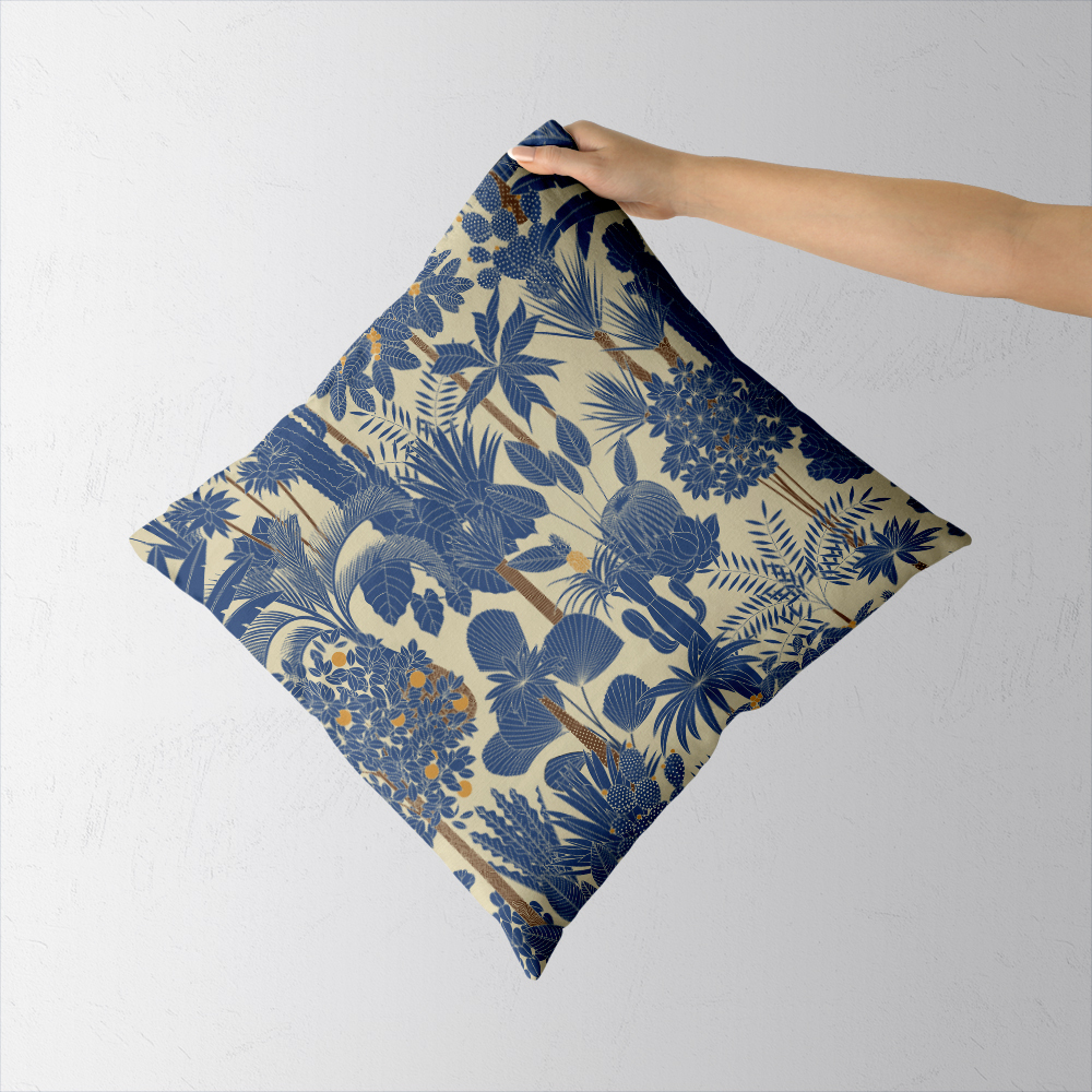 Throw Pillow – Retro Oasis Tropical Trees and Palms