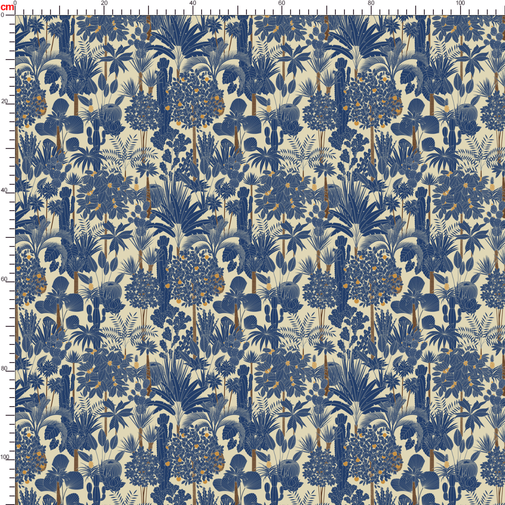 Retro Tropical Palm Fabric | Oasis Vector Tree Pattern