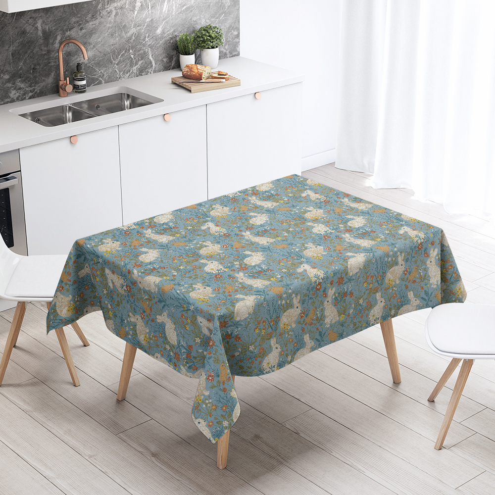 Tablecloth – Classic Heritage Garden Pattern featuring Rabbits and Spring Chicks