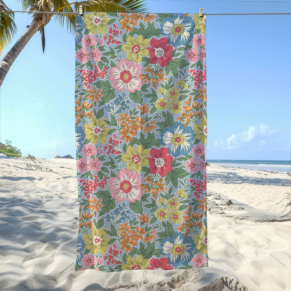 Beach Towel – High-Fidelity Botanical Sketch Design for Boutique Resort Living