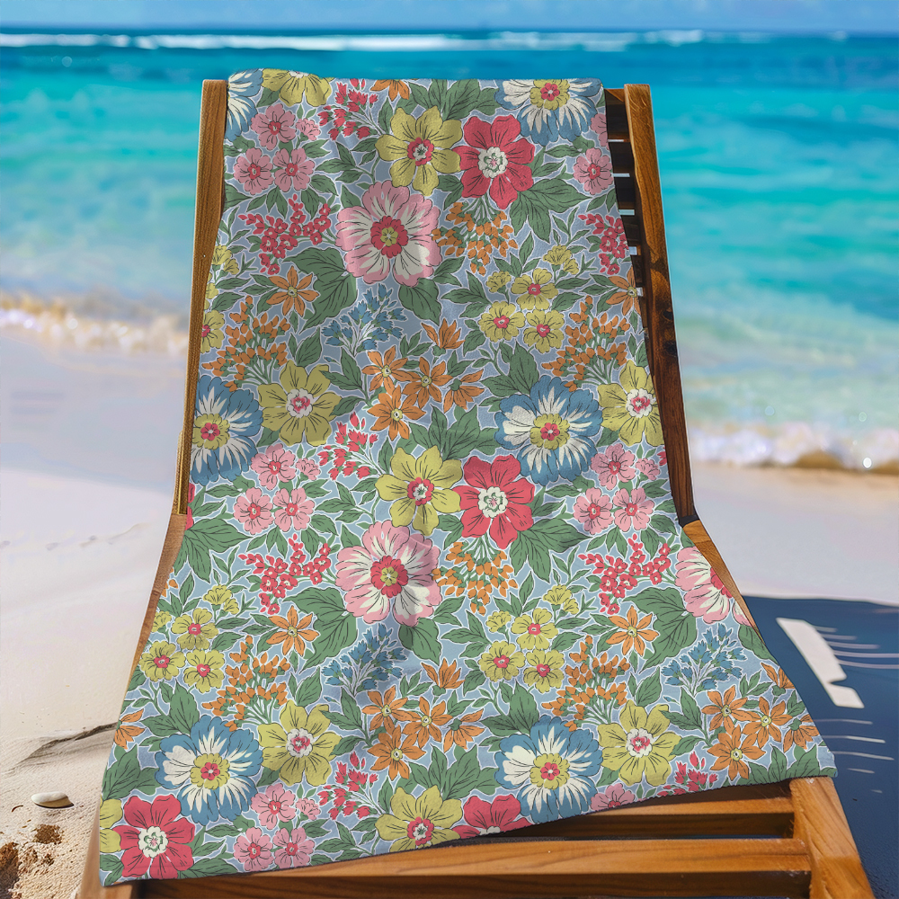 Beach Towel – High-Fidelity Botanical Sketch Design for Boutique Resort Living
