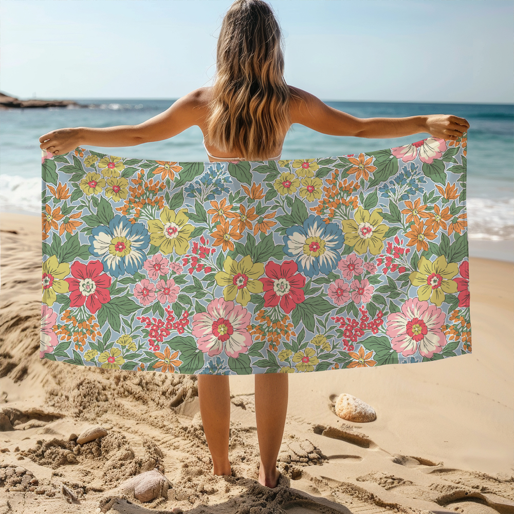 Beach Towel – High-Fidelity Botanical Sketch Design for Boutique Resort Living