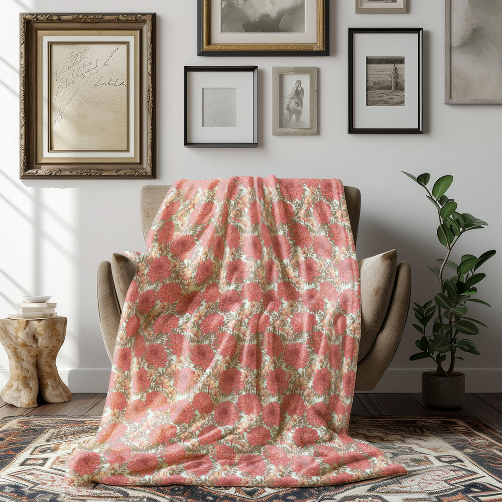 Throw Blanket – Refreshing Pastel Wildflower Background for Airy Bedrooms