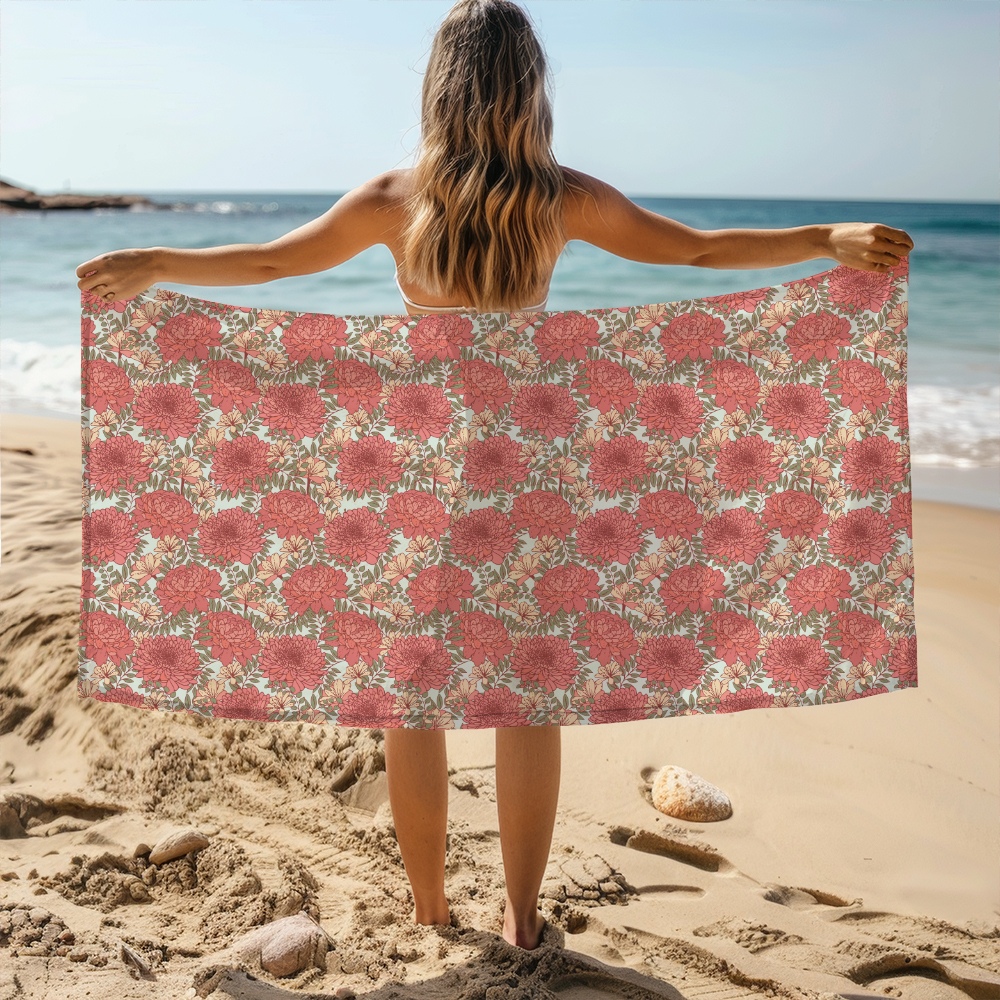 Beach Towel – Shabby Chic Wildflower Design for Boutique Resort Lounging